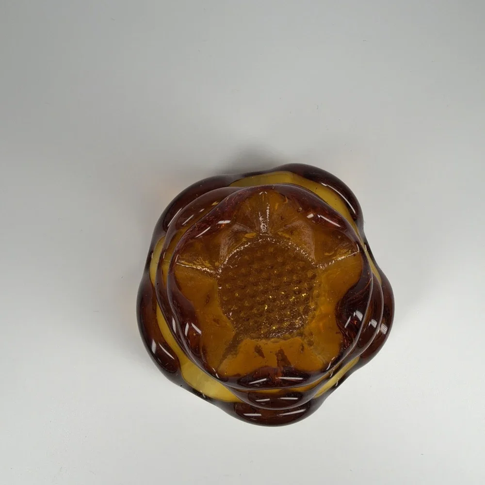 Murano Art Glass Vintage Nesting Stackable Bowls Amber